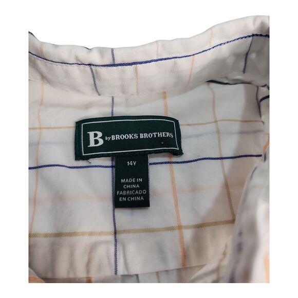 B by Brooks Brothers Classic Fit Short Sleeve Dress Shirt Big Boys 14 Y Plaid - Picture 2 of 8